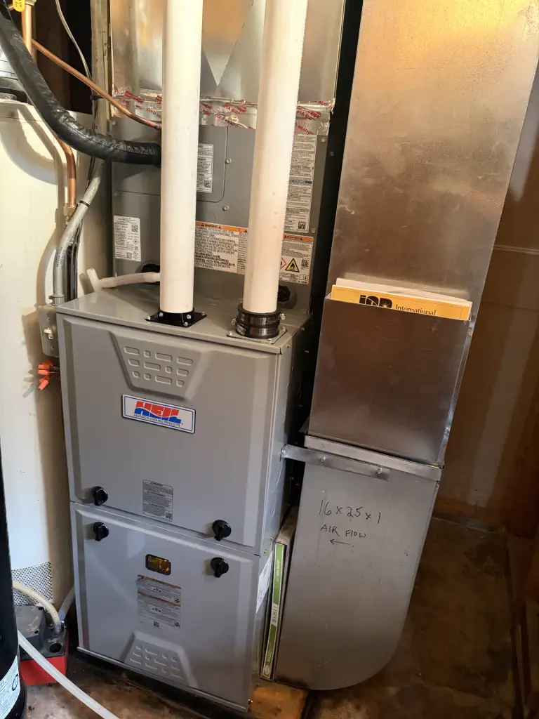 Gas furnace installation with PVC venting